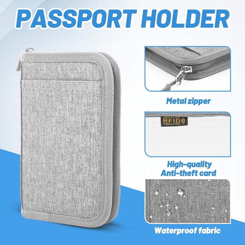 EPIMA Passport Holder for Travel Essentials, RFID Blocking Protector Passport Wallets, Passport Document Organizer Case for Travel Must Have, Passport Book for Women, Couple, Family Cards, Tickets, ID, Cash - Image 3